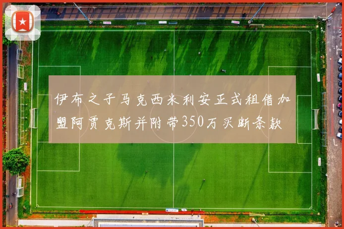 伊布之子马克西米利安正式租借加盟阿贾克斯并附带350万买断条款